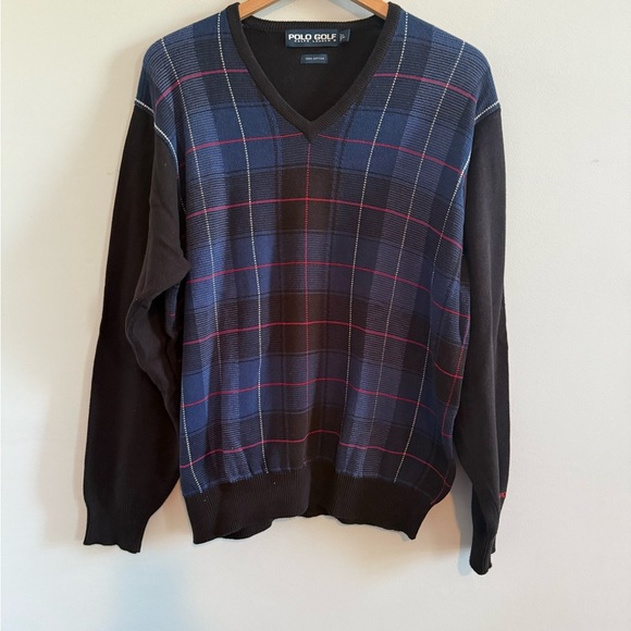 Polo Ralph Lauren Golf V-Neck Plaid Sweater, excellent condition, size large - Picture 1 of 5